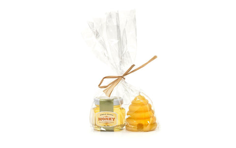 Beeswax Skep Votive Candle & Honey Sampler Gift